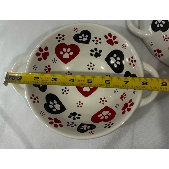 🐾Temp-tations Seasonal Set of 2 Essential Wok Bowls Pawfetti 16 Oz W/ Handles - Picture 8 of 8